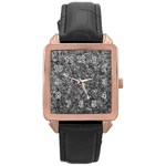 Black and white Abstract expressive print Rose Gold Leather Watch 