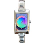 Circle Colorful Rainbow Spectrum Button Gradient Rectangle Italian Charm Watch