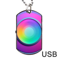 Circle Colorful Rainbow Spectrum Button Gradient Psychedelic Art Dog Tag USB Flash (Two Sides) from ArtsNow.com Back