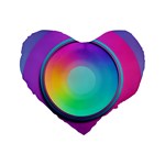 Circle Colorful Rainbow Spectrum Button Gradient Psychedelic Art Standard 16  Premium Heart Shape Cushions