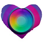 Circle Colorful Rainbow Spectrum Button Gradient Psychedelic Art Large 19  Premium Heart Shape Cushions