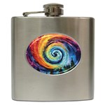 Cosmic Rainbow Quilt Artistic Swirl Spiral Forest Silhouette Fantasy Hip Flask (6 oz)