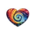 Cosmic Rainbow Quilt Artistic Swirl Spiral Forest Silhouette Fantasy Rubber Coaster (Heart)