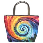 Cosmic Rainbow Quilt Artistic Swirl Spiral Forest Silhouette Fantasy Bucket Bag