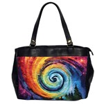 Cosmic Rainbow Quilt Artistic Swirl Spiral Forest Silhouette Fantasy Oversize Office Handbag (2 Sides)