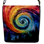 Cosmic Rainbow Quilt Artistic Swirl Spiral Forest Silhouette Fantasy Flap Closure Messenger Bag (S)