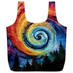 Cosmic Rainbow Quilt Artistic Swirl Spiral Forest Silhouette Fantasy Full Print Recycle Bag (XL)