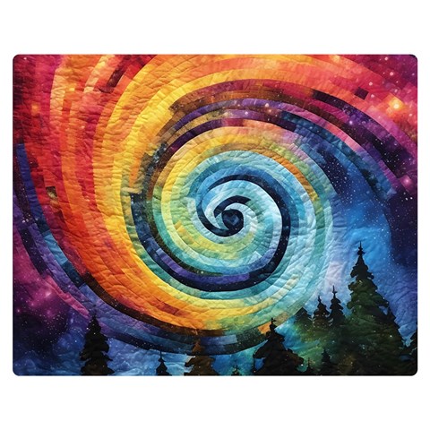 Cosmic Rainbow Quilt Artistic Swirl Spiral Forest Silhouette Fantasy Two Sides Premium Plush Fleece Blanket (Teen Size) from ArtsNow.com 60 x50  Blanket Front