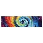 Cosmic Rainbow Quilt Artistic Swirl Spiral Forest Silhouette Fantasy Oblong Satin Scarf (16  x 60 )