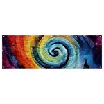 Cosmic Rainbow Quilt Artistic Swirl Spiral Forest Silhouette Fantasy Banner and Sign 12  x 4 