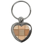 Wooden Wickerwork Texture Square Pattern Key Chain (Heart)