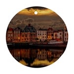 Old Port Of Maasslui Netherlands Round Ornament (Two Sides)