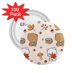 Bear Cartoon Background Pattern Seamless Animal 2.25  Buttons (100 pack) 