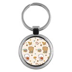 Bear Cartoon Background Pattern Seamless Animal Key Chain (Round)