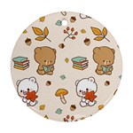 Bear Cartoon Background Pattern Seamless Animal Round Ornament (Two Sides)