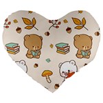 Bear Cartoon Background Pattern Seamless Animal Large 19  Premium Flano Heart Shape Cushions