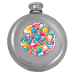 Circles Art Seamless Repeat Bright Colors Colorful Round Hip Flask (5 oz)