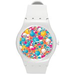 Circles Art Seamless Repeat Bright Colors Colorful Round Plastic Sport Watch (M)