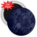 Blue Paisley Texture, Blue Paisley Ornament 3  Magnets (100 pack)