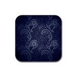 Blue Paisley Texture, Blue Paisley Ornament Rubber Square Coaster (4 pack)