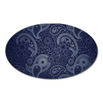 Blue Paisley Texture, Blue Paisley Ornament Oval Magnet