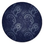 Blue Paisley Texture, Blue Paisley Ornament Magnet 5  (Round)