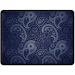 Blue Paisley Texture, Blue Paisley Ornament Fleece Blanket (Large)