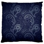 Blue Paisley Texture, Blue Paisley Ornament Large Premium Plush Fleece Cushion Case (Two Sides)