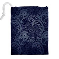 Blue Paisley Texture, Blue Paisley Ornament Drawstring Pouch (4XL) from ArtsNow.com Back