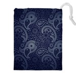 Blue Paisley Texture, Blue Paisley Ornament Drawstring Pouch (5XL)