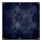 Blue Paisley Texture, Blue Paisley Ornament Banner and Sign 3  x 3 