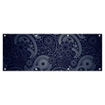 Blue Paisley Texture, Blue Paisley Ornament Banner and Sign 8  x 3 