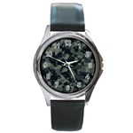 Camouflage, Pattern, Abstract, Background, Texture, Army Round Metal Watch