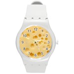 Cheese Texture, Yellow Cheese Background Round Plastic Sport Watch (M)