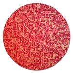 Chinese Hieroglyphs Patterns, Chinese Ornaments, Red Chinese Magnet 5  (Round)