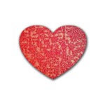 Chinese Hieroglyphs Patterns, Chinese Ornaments, Red Chinese Rubber Heart Coaster (4 pack)