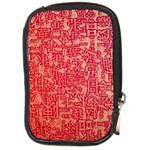 Chinese Hieroglyphs Patterns, Chinese Ornaments, Red Chinese Compact Camera Leather Case