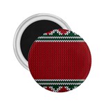 Christmas Pattern, Fabric Texture, Knitted Red Background 2.25  Magnets
