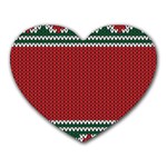 Christmas Pattern, Fabric Texture, Knitted Red Background Heart Mousepad
