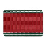 Christmas Pattern, Fabric Texture, Knitted Red Background Small Doormat