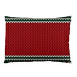 Christmas Pattern, Fabric Texture, Knitted Red Background Pillow Case