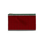 Christmas Pattern, Fabric Texture, Knitted Red Background Cosmetic Bag (Small)