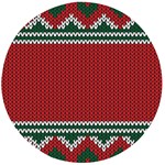 Christmas Pattern, Fabric Texture, Knitted Red Background Wooden Bottle Opener (Round)