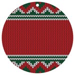 Christmas Pattern, Fabric Texture, Knitted Red Background UV Print Acrylic Ornament Round