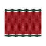 Christmas Pattern, Fabric Texture, Knitted Red Background Premium Plush Fleece Blanket (Mini)