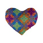 Colorful Floral Ornament, Floral Patterns Standard 16  Premium Heart Shape Cushions