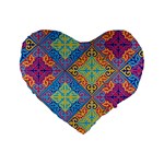 Colorful Floral Ornament, Floral Patterns Standard 16  Premium Flano Heart Shape Cushions