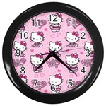 Cute Hello Kitty Collage, Cute Hello Kitty Wall Clock (Black)