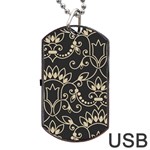 Decorative Ornament Texture, Retro Floral Texture, Vintage Texture, Gray Dog Tag USB Flash (Two Sides)