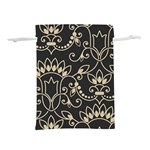 Decorative Ornament Texture, Retro Floral Texture, Vintage Texture, Gray Lightweight Drawstring Pouch (S)